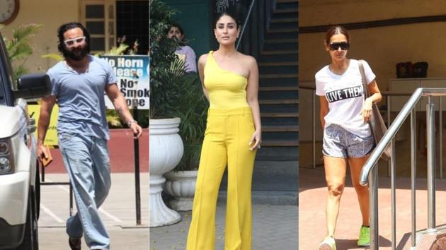 Saif Ali Khan, Kareena Kapoor and Malaika Arora spotted in Mumbai. (Varinder Chawla) Saif Ali Khan, Kareena Kapoor and Malaika Arora spotted in Mumbai. (Varinder Chawla)