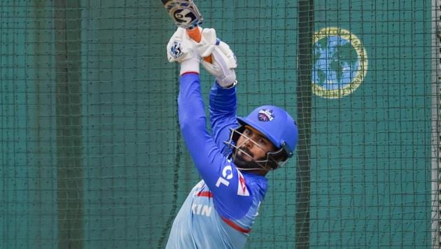 New Delhi: Delhi Capitals batsman Rishabh Pant in action during a training session ahead of the Indian Premier League 2019 cricket match against Mumbai Indians in New Delhi, Wednesday, April 17, 2019(PTI)