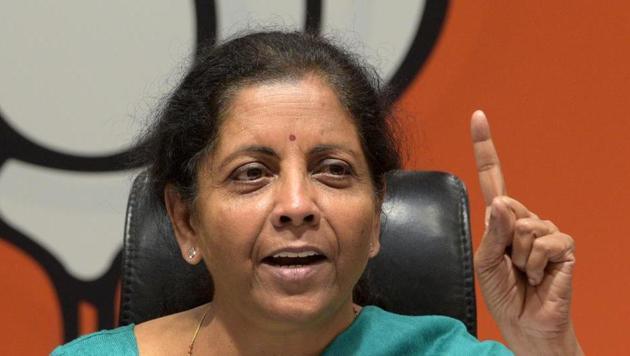 Defence Minister Nirmala Sitharaman on Thursday exuded confidence that the Narendra Modi government will be voted back to power in the ongoing Lok Sabha elections.(Mohd Zakir/HT PHOTO)