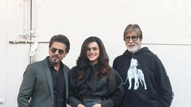 Taapsee Pannu, Amitabh Bachchn and Shah Rukh Khan were seen together during the promotions for Badla.