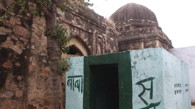 “We call the structures gumat. Two of our buffaloes are tied in one tomb. We use the smaller tomb to store hay and food for the cattle,” said 15-year-old Kuldeep, who lives next to the tomb complexes. Prem Lal, another resident, said villagers had “repaired” the tombs for use. (Yogendra Kumar / HT Photo) “We call the structures gumat. Two of our buffaloes are tied in one tomb. We use the smaller tomb to store hay and food for the cattle,” said 15-year-old Kuldeep, who lives next to the tomb complexes. Prem Lal, another resident, said villagers had “repaired” the tombs for use. (Yogendra Kumar / HT Photo)