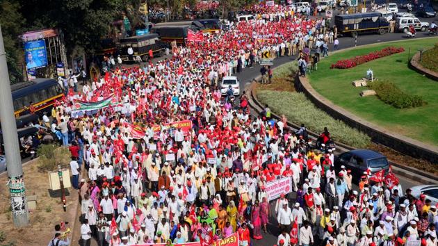 The farmers protest march in February. (HT FILE) The farmers protest march in February. (HT FILE)
