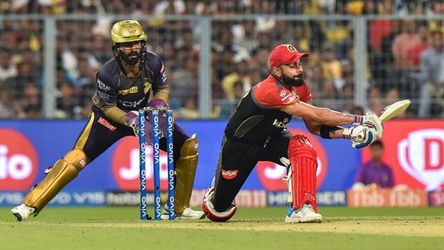 RCB Captain Virat Kohli plays a shot during the Indian Premier League 2019. (PTI) RCB Captain Virat Kohli plays a shot during the Indian Premier League 2019. (PTI)