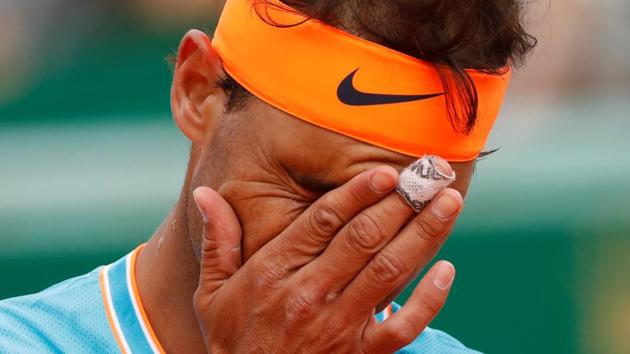 pain's Rafael Nadal reacts during his semi final match against Italy's Fabio Fognini(REUTERS)