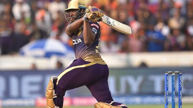 KKR batsman Andre Russell plays a shot during the Indian Premier League 2019. (PTI) KKR batsman Andre Russell plays a shot during the Indian Premier League 2019. (PTI)