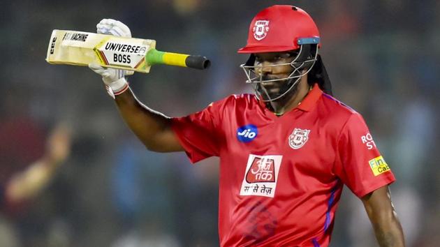 Kings XI Punjab( KXIP) batsman Chris Gayle celebrates his fifty. (PTI) Kings XI Punjab( KXIP) batsman Chris Gayle celebrates his fifty. (PTI)
