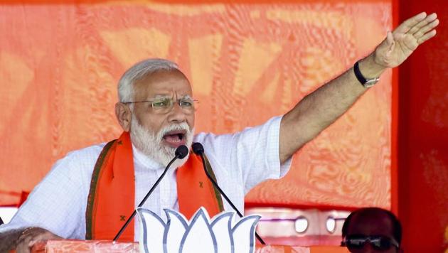 Prime Minister Narendra Modi addresses an election campaign rally in support of party candidates, ahead of the third phase of the Lok Sabha elections, Narayanpur, South Dinajpur, April 20, 2019. (PTI) Prime Minister Narendra Modi addresses an election campaign rally in support of party candidates, ahead of the third phase of the Lok Sabha elections, Narayanpur, South Dinajpur, April 20, 2019. (PTI)