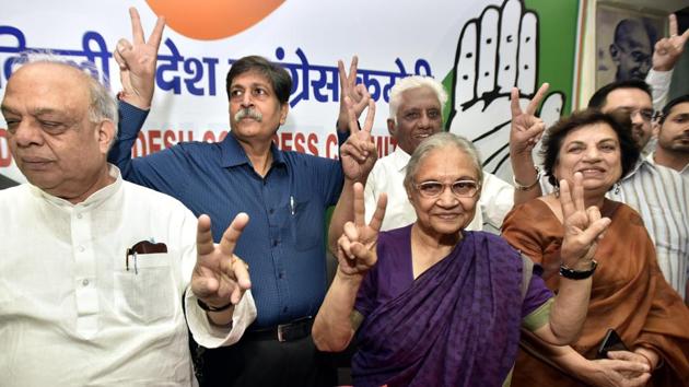 Former Delhi CM Sheila Dikshit is the Congress candidate from Nort East Lok Sabha constituency and former Delhi unit chief Ajay Maken will contest from New Delhi, according to the list of six candidates announced Monday. This caps months of speculation over a possible alliance with the Aam Aadmi Party. The two were in talks for weeks which failed the last minute over AAP’s demand for alliance outside Delhi. (Sonu Mehta / HT Photo) Former Delhi CM Sheila Dikshit is the Congress candidate from Nort East Lok Sabha constituency and former Delhi unit chief Ajay Maken will contest from New Delhi, according to the list of six candidates announced Monday. This caps months of speculation over a possible alliance with the Aam Aadmi Party. The two were in talks for weeks which failed the last minute over AAP’s demand for alliance outside Delhi. (Sonu Mehta / HT Photo)