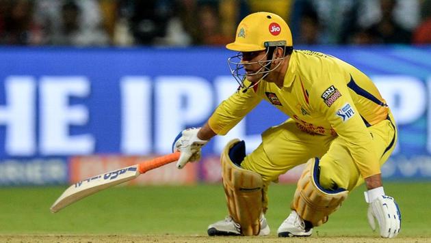 Chennai Super Kings captain and batsman M.S. Dhoni runs between the wickets during the 2019 Indian Premier League (IPL) Twenty20 cricket match between Royal Challengers Bangalore and Chennai Super Kings at The M. Chinnaswamy Stadium in Bangalore on April 21, 2019(AFP)