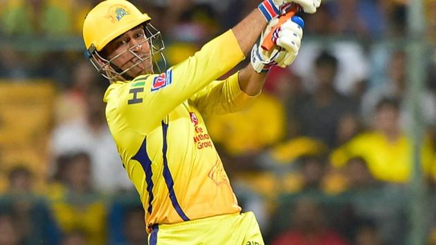 CSK batsman MS Dhoni plays a shot during the Indian Premier League 2019. (PTI)