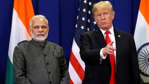 US President Donald Trump with Prime minister Narendra Modi(REUTERS FILE PHOTO)