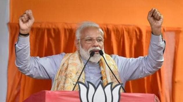 PM Modi said that if the Prime Minister’s post was ever put up on auction, both she and Congress President Rahul Gandhi would have spent all the money they have “looted” to win it. (Arijit Sen/HT Photo) PM Modi said that if the Prime Minister’s post was ever put up on auction, both she and Congress President Rahul Gandhi would have spent all the money they have “looted” to win it. (Arijit Sen/HT Photo)