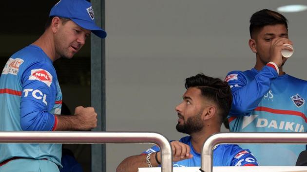 Delhi Capitals coach Ricky Ponting and wicket-keeper Rishabh Pant seen during a practice session ahead of match against Kolkata Knight Riders, at Feroz Shah Kotla Ground, in New Delhi, India, on Friday, March 29, 2019.(Mohd Zakir/HT PHOTO)