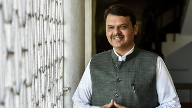 Maharashtra chief minister Devendra Fadnavis at Varsha, his official residence in Malabar Hills, Mumbai.(KUNAL PATIL/HT PHOTO)