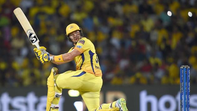 Chennai: CSK batsman Shane Watson plays a shot during the Indian Premier League 2019 (IPL T20) cricket match between Chennai Super Kings (CSK) and Sunrisers Hyderabad (SH) at MAC Stadium in Chennai, Tuesday, April 23, 2019 (PTI) Chennai: CSK batsman Shane Watson plays a shot during the Indian Premier League 2019 (IPL T20) cricket match between Chennai Super Kings (CSK) and Sunrisers Hyderabad (SH) at MAC Stadium in Chennai, Tuesday, April 23, 2019 (PTI)
