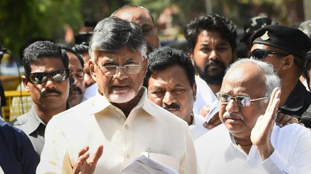 Andhra Pradesh Chief Minister and Telugu Desam Party President N Chandrababu Naidu has accused chief secretary L V Subrahmanyam of being a covert supporter of the YSRC party.(PTI)