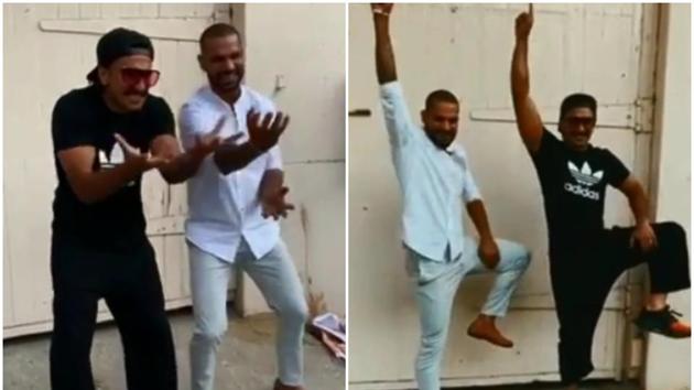 Ranveer Singh and Shikhar Dhawan recreate Khalibali’s step from Padmaavat.(Instagram)