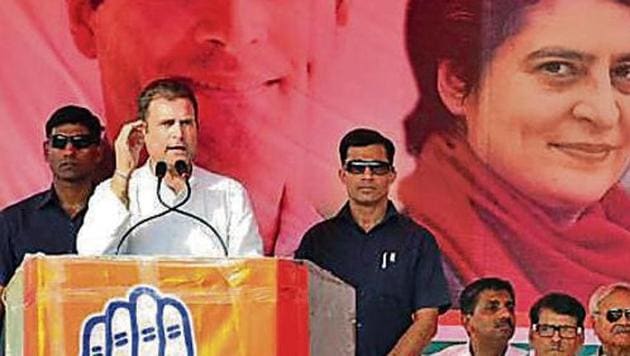 Congress president Rahul Gandhi at an election rally in Lakhimpuri Kheri, Uttar Pradesh, on Wednesday, April 24, 2019. (HT Photo) Congress president Rahul Gandhi at an election rally in Lakhimpuri Kheri, Uttar Pradesh, on Wednesday, April 24, 2019. (HT Photo)