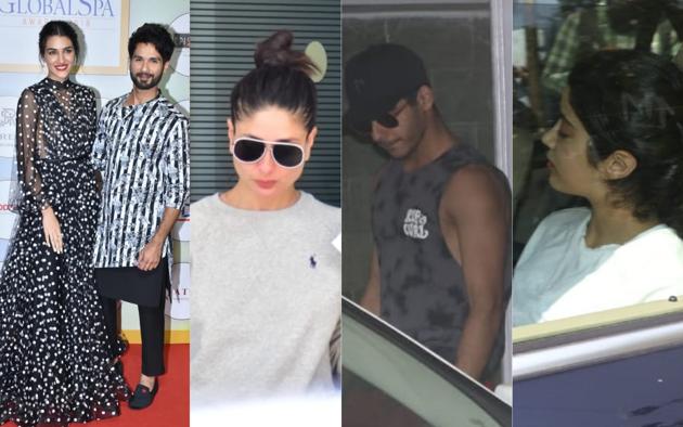 Kriti Sanon with Shahid Kapoor, Kareena Kapoor, Ishaan Khatter and Janhvi Kapoor spotted in Mumbai.(Varinder Chawla) Kriti Sanon with Shahid Kapoor, Kareena Kapoor, Ishaan Khatter and Janhvi Kapoor spotted in Mumbai.(Varinder Chawla)