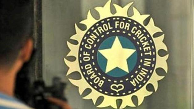 A view of logo of the Board of Control for Cricket in India (BCCI).(Hindustan Times via Getty Images)