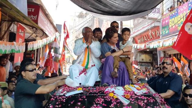 Congress General Secretary for Uttar Pradesh (East) Priyanka Gandhi Vadra seen during a roadshow in Jhansi. She is scheduled to address a public meeting in Ghursarai area of the Jhansi parliamentary constituency. (ANI) Congress General Secretary for Uttar Pradesh (East) Priyanka Gandhi Vadra seen during a roadshow in Jhansi. She is scheduled to address a public meeting in Ghursarai area of the Jhansi parliamentary constituency. (ANI)