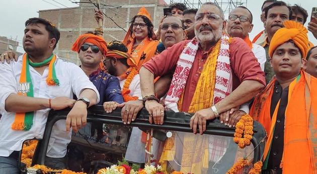 Union minister and BJP candidate Giriraj Singh during a road show after filing his nomination papers for Lok Sabha polls, in Begusarai. (PTI file photo) Union minister and BJP candidate Giriraj Singh during a road show after filing his nomination papers for Lok Sabha polls, in Begusarai. (PTI file photo)