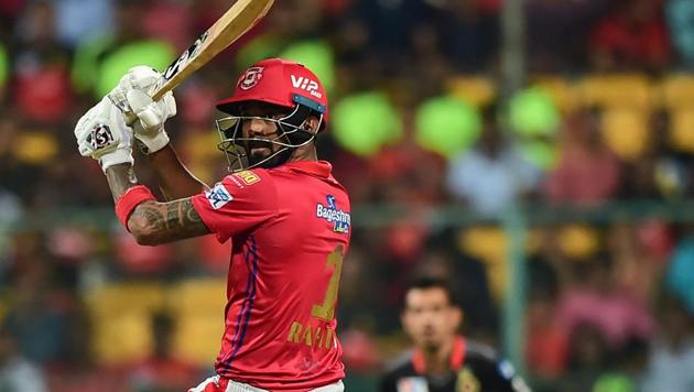 Bengaluru: KXIP batsman KL Rahul plays a shot during the Indian Premier League 2019 (IPL T20) cricket match between Royal Challengers Bangalore (RCB) and Kings XI Punjab (KXIP) at Chinnaswamy Stadium in Bengaluru, Wednesday, April 24, 2019(PTI)