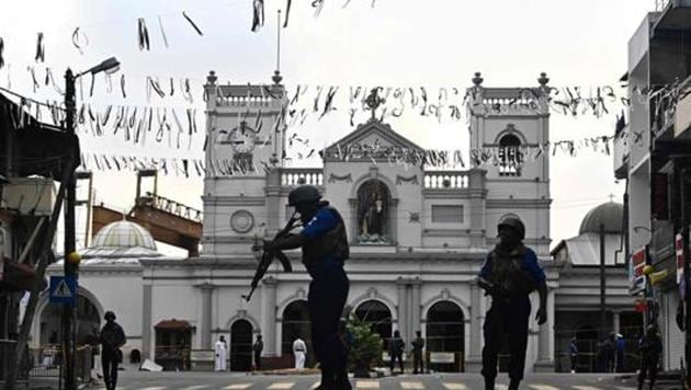 Security personnel stand guard in front of St. Anthony's Shrine in Colombo on April 23, 2019, two days after a series of bomb blasts targeting churches and luxury hotels in Sri Lanka. (AFP) Security personnel stand guard in front of St. Anthony's Shrine in Colombo on April 23, 2019, two days after a series of bomb blasts targeting churches and luxury hotels in Sri Lanka. (AFP)