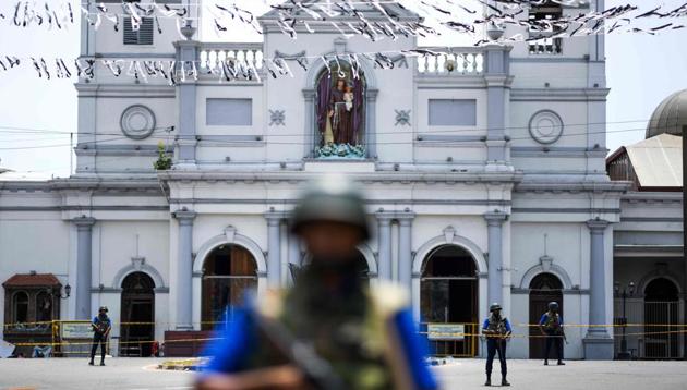 Soldiers stand guard outside St. Anthony's Shrine in Colombo on April 25, 2019, following a series of bomb blasts targeting churches and luxury hotels on the Easter Sunday in Sri Lanka. (AFP file photo) Soldiers stand guard outside St. Anthony's Shrine in Colombo on April 25, 2019, following a series of bomb blasts targeting churches and luxury hotels on the Easter Sunday in Sri Lanka. (AFP file photo)