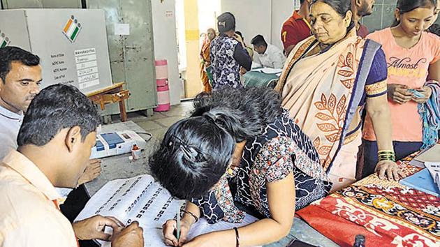 The voter turnout in the city, fell to 49.84 per cent compared to 54.24 per cent in 2014. (HT FILE) The voter turnout in the city, fell to 49.84 per cent compared to 54.24 per cent in 2014. (HT FILE)