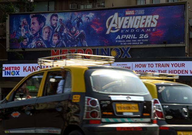An Indian movie theatre displaying a poster of Avengers: Endgame, in Mumbai.(AFP)