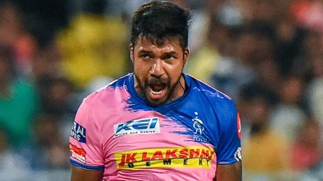 Varun Aaron celebrates the wicket of Shubman Gill during an IPL match. (PTI)