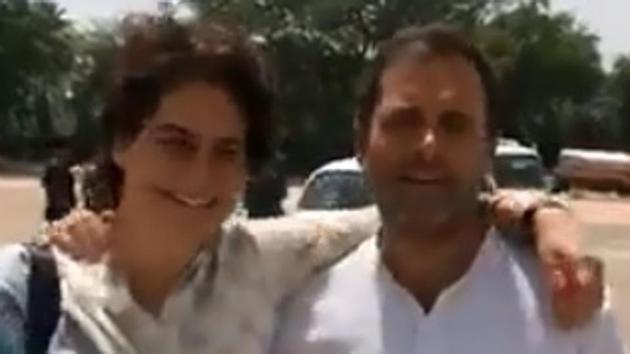 Congress president Rahul Gandhi and the party’s general secretary and in charge of Eastern UP Priyanka Gandhi on Saturday found the oddest of places to run into each other. (Screengrab/Facebook) Congress president Rahul Gandhi and the party’s general secretary and in charge of Eastern UP Priyanka Gandhi on Saturday found the oddest of places to run into each other. (Screengrab/Facebook)