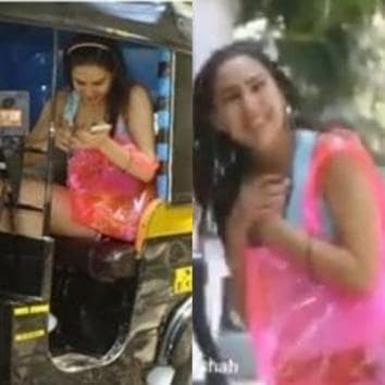 Sara Ali Khan takes an auto ride as she heads for her gym in Mumbai.(Instagram video grabs)