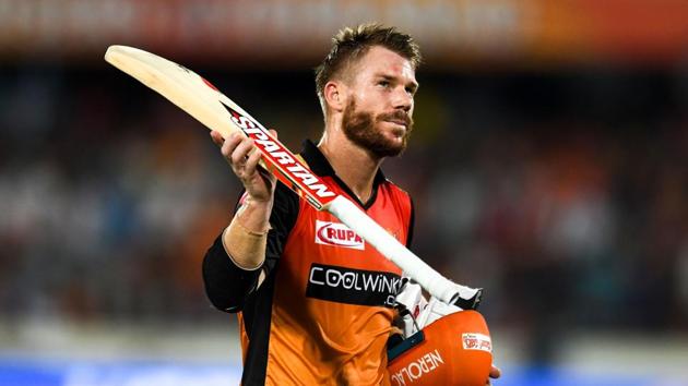 Sunrisers Hyderabad’s David Warner has an opportunity to break Virender Sehwag’s record when Sunrisers Hyderabad takes on Rajasthan Royals at Jaipur on Saturday(AFP)