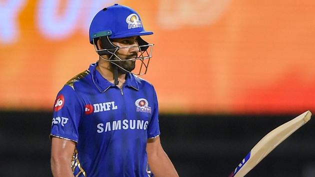 Rohit Sharma celebrates his half century during an IPL match against Chennai Super Kings. (PTI)
