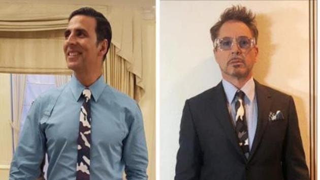 Akshay Kumar and Robert Downey Jr wore similar neckties.(Instagram)