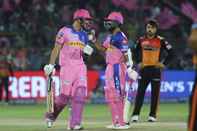 Liam Livingstone and Ajinkya Rahane put RR in the driver’s seat with a 78-run opening stand. (AP) Liam Livingstone and Ajinkya Rahane put RR in the driver’s seat with a 78-run opening stand. (AP)