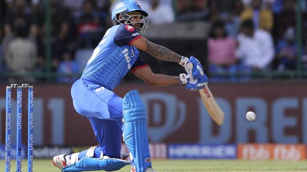Delhi Capitals batsman Shikhar Dhawan plays a shot. (AP)