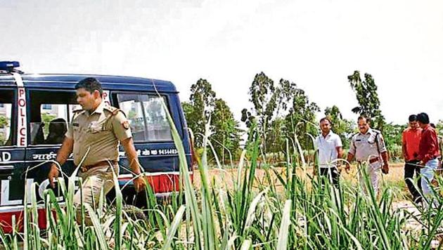 The police said that Aditya’s body was recovered from the fields near the forensic science laboratory in Niwari on Sunday morning.(HT Photo)