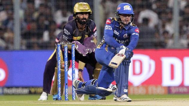 Mumbai Indians' Quinton de Kock makes a shot. (AP)