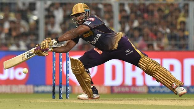 Kolkata Knight Riders (KKR) batsman Andre Russell plays a shot during the Indian Premier League 2019. (PTI)