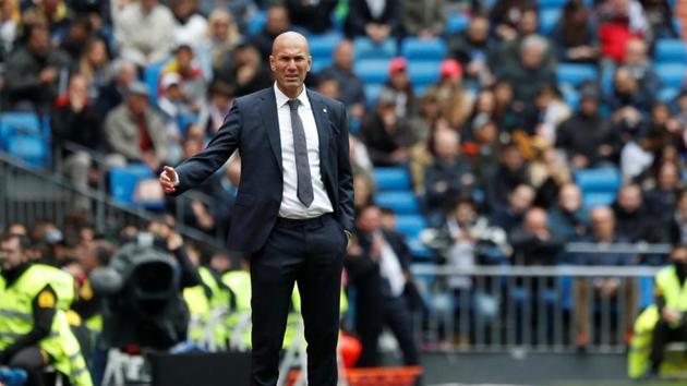 Real Madrid coach Zinedine Zidane during the match(REUTERS)