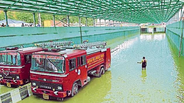 Last year, almost 50 million litres of water was pumped out of the Hero Honda Chowk underpass after a downpour in August. (HT Photo) Last year, almost 50 million litres of water was pumped out of the Hero Honda Chowk underpass after a downpour in August. (HT Photo)