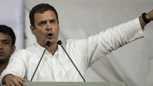 Congress president Rahul Gandhi took pot shots at Prime Minister Narendra Modi on Tuesday after a fire broke out at the national capital’s Shastri Bhawan which houses several key ministries.(Satish Bate/HT Photo)