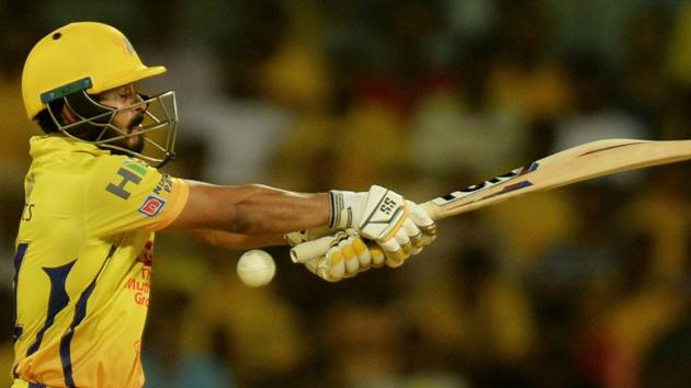 Chennai Super Kings' cricketer Kedar Jadhav plays a shot during the 2019 Indian Premier League (IPL) Twenty20 cricket match.(AFP)