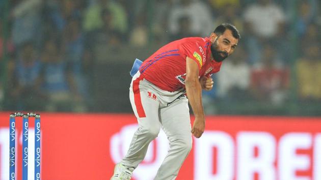 KXIP pacer Mohammed Shami in action against in an IPL match.(AFP)