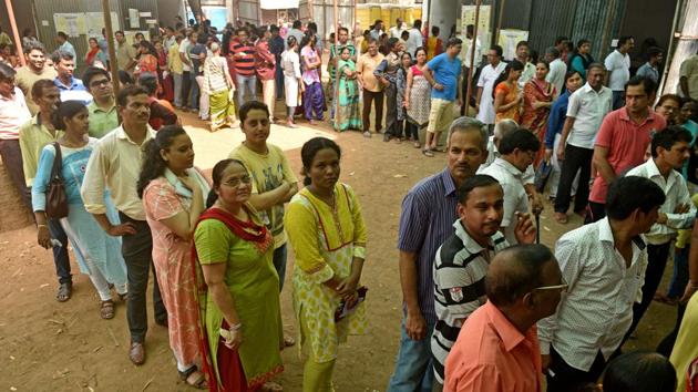 According to Election Commission officials, queues at polling stations were getting longer because of the introduction of the VVPAT machines this time as each voter had to wait for 7 seconds extra to verify the vote he/she had cast. (Satyabrata Tripathy/HT Photo) According to Election Commission officials, queues at polling stations were getting longer because of the introduction of the VVPAT machines this time as each voter had to wait for 7 seconds extra to verify the vote he/she had cast. (Satyabrata Tripathy/HT Photo)