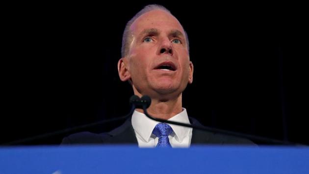 Boeing Co Chief Executive Dennis Muilenburg speaks during a news conference at the annual shareholder meeting in Chicago, Illinois(REUTERS)