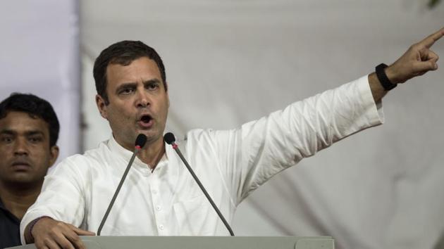 Mumbai, India - March 1, 2019: Congress party president Rahul Gandhi during Congress rally at MMRDA Ground, BKC in Mumbai, India, on Friday, March 1, 2019. (Photo by Satish Bate/Hindustan Times)(Satish Bate/HT Photo) Mumbai, India - March 1, 2019: Congress party president Rahul Gandhi during Congress rally at MMRDA Ground, BKC in Mumbai, India, on Friday, March 1, 2019. (Photo by Satish Bate/Hindustan Times)(Satish Bate/HT Photo)